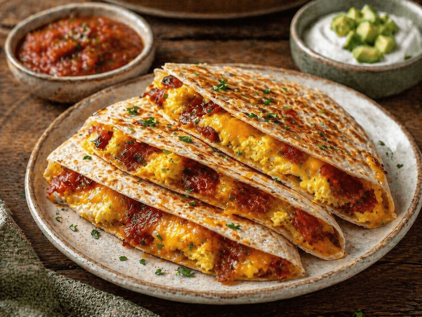 Cheesy Bacon Egg Breakfast Quesadilla Recipe